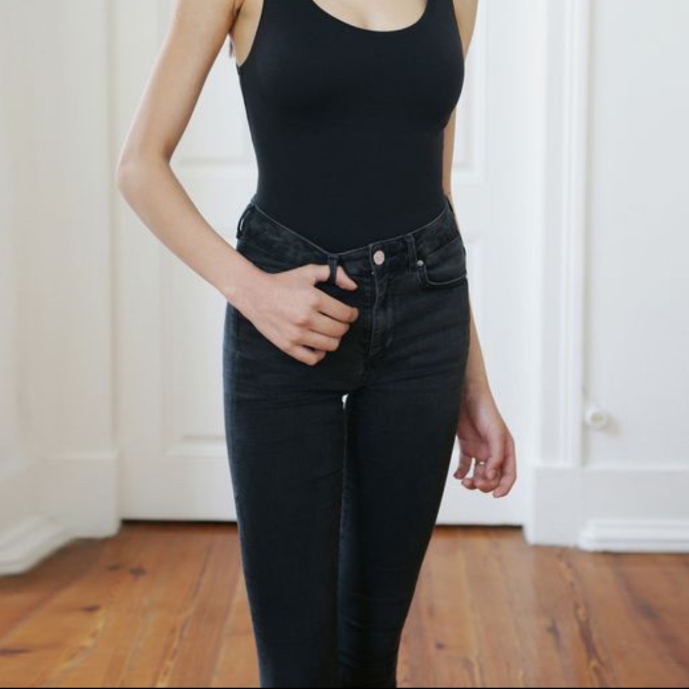 Black Vintage Washed Black High Rise Waisted Jeans - Picture 3 of 4